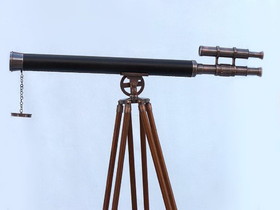 Handcrafted Model Ships ST-0124AC-L Floor Standing Antique Copper with Leather Griffith Astro Telescope 65"