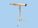 Handcrafted Model Ships ST-0140 - plain Solid Brass Telescope on Stand 17