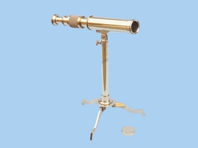 Handcrafted Model Ships ST-0140 - plain Solid Brass Telescope on Stand 17"