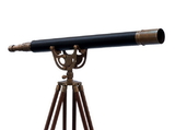 Handcrafted Model Ships ST-0148-ANL Floor Standing Antique Brass Leather Anchormaster Telescope 65