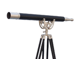 Handcrafted Model Ships ST-0148-BN-L Floor Standing Brushed Nickel With Leather Anchormaster Telescope 65