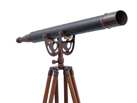 Handcrafted Model Ships ST-0148-BZL Floor Standing Bronzed With Leather Anchormaster Telescope 65"