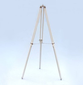 Handcrafted Model Ships ST-0148-CH-WL Floor Standing Chrome With White Leather Anchormaster Telescope 65"