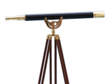 Handcrafted Model Ships ST-0148BR-L Floor Standing Brass/Leather Anchormaster Telescope 65