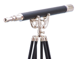 Handcrafted Model Ships ST-0148CH-L Floor Standing Chrome/Leather Anchormaster Telescope 65