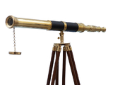Handcrafted Model Ships ST-0152-BR Admirals Floor Standing Brass with Leather Telescope 60