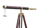 Handcrafted Model Ships ST-0152-WD Admirals Floor Standing Brass with Wood Telescope 60