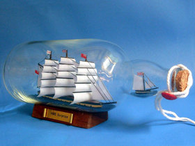 Handcrafted Model Ships Surprise Bottle Master And Commander HMS Surprise Model Ship in a Glass Bottle 11"