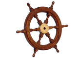 Handcrafted Model Ships SW-1717 Deluxe Class Wood and Brass Decorative Ship Wheel 18