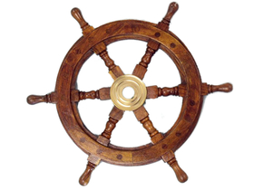 Handcrafted Model Ships SW-1718 Deluxe Class Wood and Brass Decorative Ship Wheel 12"