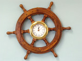 Handcrafted Model Ships SW-1720 Deluxe Class Wood And Brass Ship Wheel Clock 18
