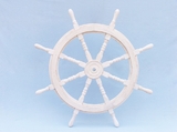 Handcrafted Model Ships SW-173136 Classic Wooden Whitewashed Decorative Ship Steering Wheel 36