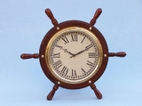 Handcrafted Model Ships SW-1753 Solid Wood & Brass Ship Wheel Clock 15