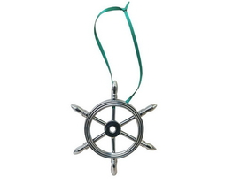 Handcrafted Model Ships SW-1755-X Chrome Ship Wheel Christmas Ornament 6&quot;