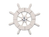 Handcrafted Model Ships SW-6-101-anchor-NH White Decorative Ship Wheel With Anchor 6