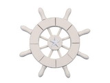 Handcrafted Model Ships SW-6-101-starfish-NH White Decorative Ship Wheel With Starfish 6
