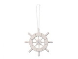 Handcrafted Model Ships SW-6-101-starfish-x White Decorative Ship Wheel With Starfish Christmas Tree Ornament 6"