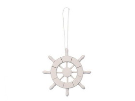 Handcrafted Model Ships SW-6-101-x White Decorative Ship Wheel Christmas Tree Ornament 6&quot;