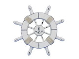 Handcrafted Model Ships SW-6-102-anchor-NH Rustic White Decorative Ship Wheel With Anchor 6