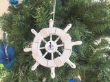 Handcrafted Model Ships SW-6-102-Sailboat-X Rustic White Decorative Ship Wheel With Sailboat Christmas Tree Ornament 6