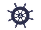 Handcrafted Model Ships SW-6-104-anchor-NH Dark Blue Decorative Ship Wheel With Anchor 6"