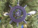 Handcrafted Model Ships SW-6-104-Seagull-X Dark Blue Decorative Ship Wheel With Seagull Christmas Tree Ornament 6