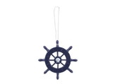 Handcrafted Model Ships SW-6-104-seashell-x Dark Blue Decorative Ship Wheel With Seashell Christmas Tree Ornament 6