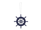 Handcrafted Model Ships SW-6-104-starfish-x Dark Blue Decorative Ship Wheel With Starfish Christmas Tree Ornament 6