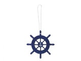 Handcrafted Model Ships SW-6-105-anchor-x Rustic Dark Blue Decorative Ship Wheel With Anchor Christmas Tree Ornament 6