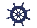 Handcrafted Model Ships SW-6-105-Seagull-NH Rustic Dark Blue Decorative Ship Wheel With Seagull 6"