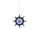 Handcrafted Model Ships SW-6-105-seashell-x Rustic Dark Blue Decorative Ship Wheel With Seashell Christmas Tree Ornament 6