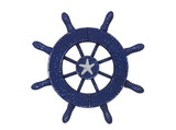 Handcrafted Model Ships SW-6-105-starfish-NH Rustic Dark Blue Decorative Ship Wheel With Starfish 6