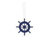 Handcrafted Model Ships SW-6-105-x Rustic Dark Blue Decorative Ship Wheel Christmas Tree Ornament 6