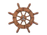Handcrafted Model Ships SW-6-107-anchor-NH Rustic Wood Finish Decorative Ship Wheel With Anchor 6