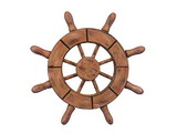 Handcrafted Model Ships SW-6-107-NH Rustic Wood Finish Decorative Ship Wheel 6
