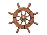 Handcrafted Model Ships SW-6-107-Seagull-NH Rustic Wood Finish Decorative Ship Wheel With Seagull 6"