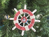 Handcrafted Model Ships SW-6-110-Sailboat-X Rustic Red And White Decorative Ship Wheel With Sailboat Christmas Tree Ornament 6