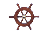 Handcrafted Model Ships SW-6-BR Deluxe Class Wood and Brass Decorative Ship Wheel 6