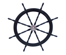 Handcrafted Model Ships SW48CH-Black Deluxe Class Wood and Chrome Decorative Pirate Ship Steering Wheel 48"