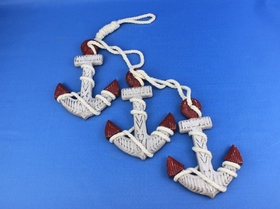 Handcrafted Model Ships Triple-Anchor-Red Wooden Rustic Decorative Triple Anchor Set 7" - Red