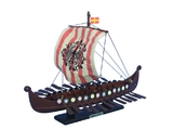 Handcrafted Model Ships viking-14-raven Wooden Viking Drakkar with Embroidered Raven Limited Model Boat 14