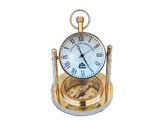 Handcrafted Model Ships WC-1431 Solid Brass Clock with Compass 5