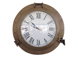 Handcrafted Model Ships WC-1448-17-AN Antique Brass Decorative Ship Porthole Clock 17