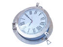 Handcrafted Model Ships WC-1449-24-BN Brushed Nickel Deluxe Class Porthole Clock 24