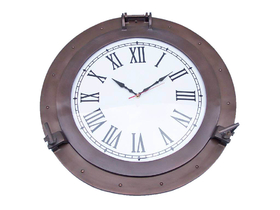 Handcrafted Model Ships WC-1449-24-BZ Bronzed Deluxe Class Porthole Clock 24"