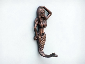 Handcrafted Model Ships WH-0120-AC Antique Copper Mermaid Hook 6"