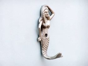 Handcrafted Model Ships WH-0120-BN Silver Finish Mermaid Hook 6"