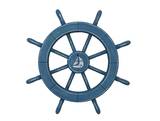 Handcrafted Model Ships Wheel-18-205-sailboat Rustic All Light Blue Decorative Ship Wheel With Sailboat 18
