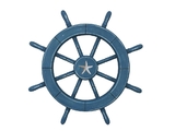 Handcrafted Model Ships Wheel-18-205-starfish Rustic All Light Blue Decorative Ship Wheel With Starfish 18