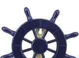 Handcrafted Model Ships Wheel-6-104 Dark Blue Decorative Ship Wheel with Hook 8"